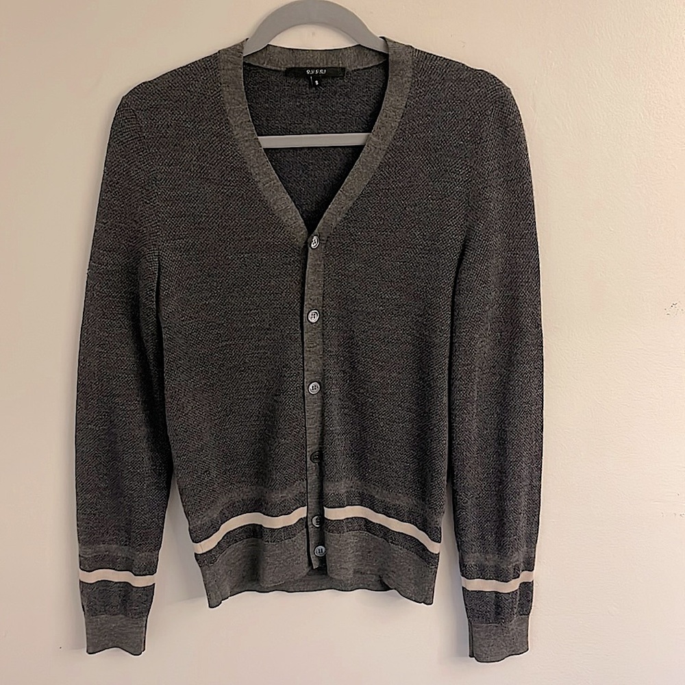 GUCCI Grey V-Neck Cardigan